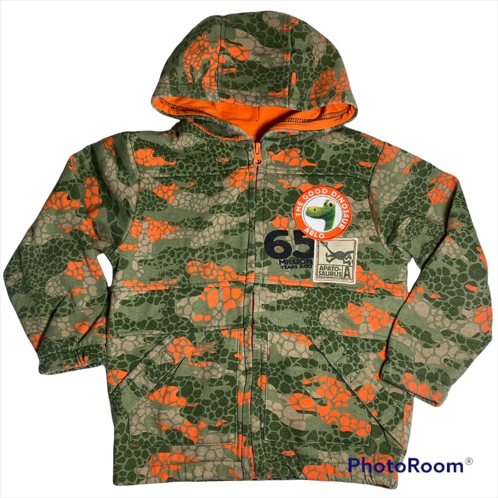NWOT Good Dinosaur Camouflage Zip Up Hoodie Jacket Size 4T